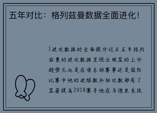 五年对比：格列兹曼数据全面进化！